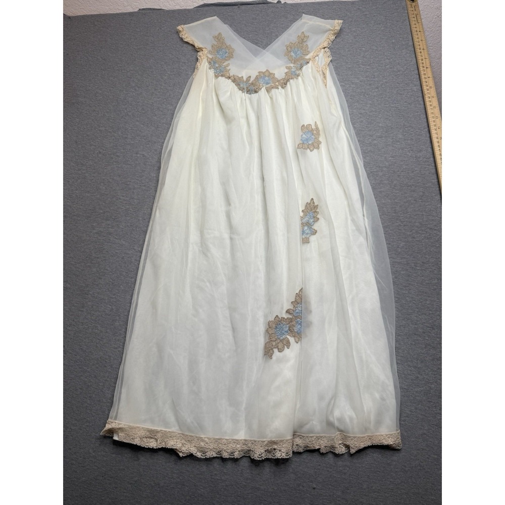 Retro Aristocraft Size Small Midi Sheer Nightgown‎ Embroidered Nylon Lace